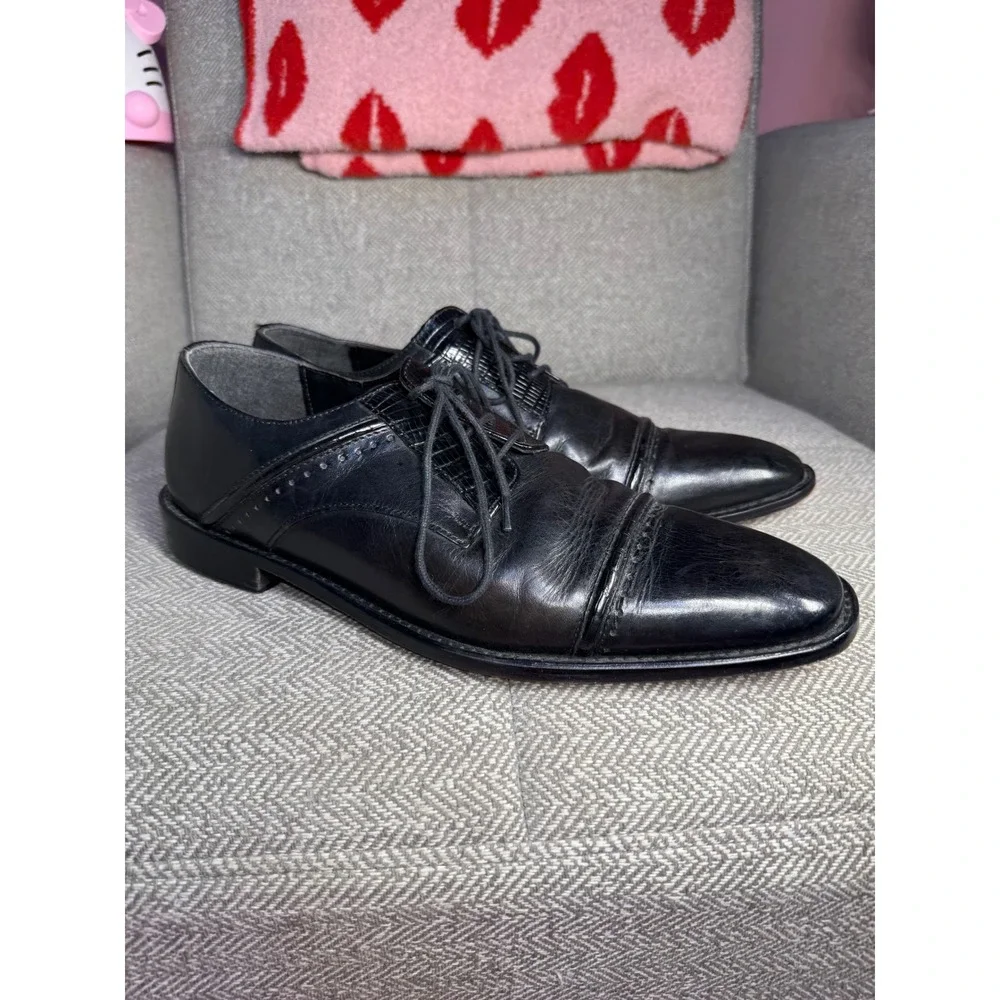 Stacy Adams Mens Black Leather Cap Toe Oxford Dress Shoes 25113-001 Size 9.5 M